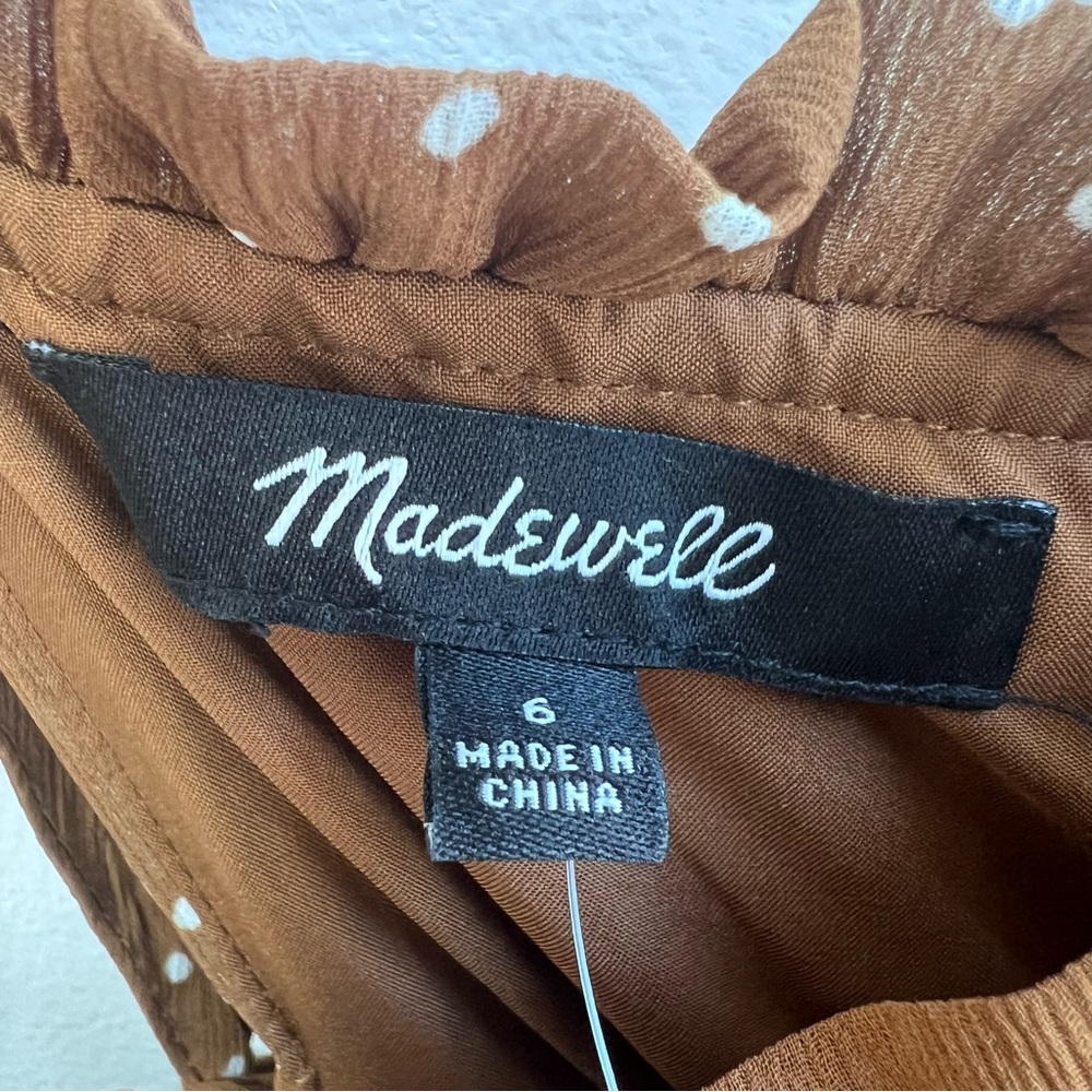 Madewell NWT Sophia Cami Tiered Midi Dress in Dot Brown Tie Back #NK473, Size 6 - Picture 11 of 16